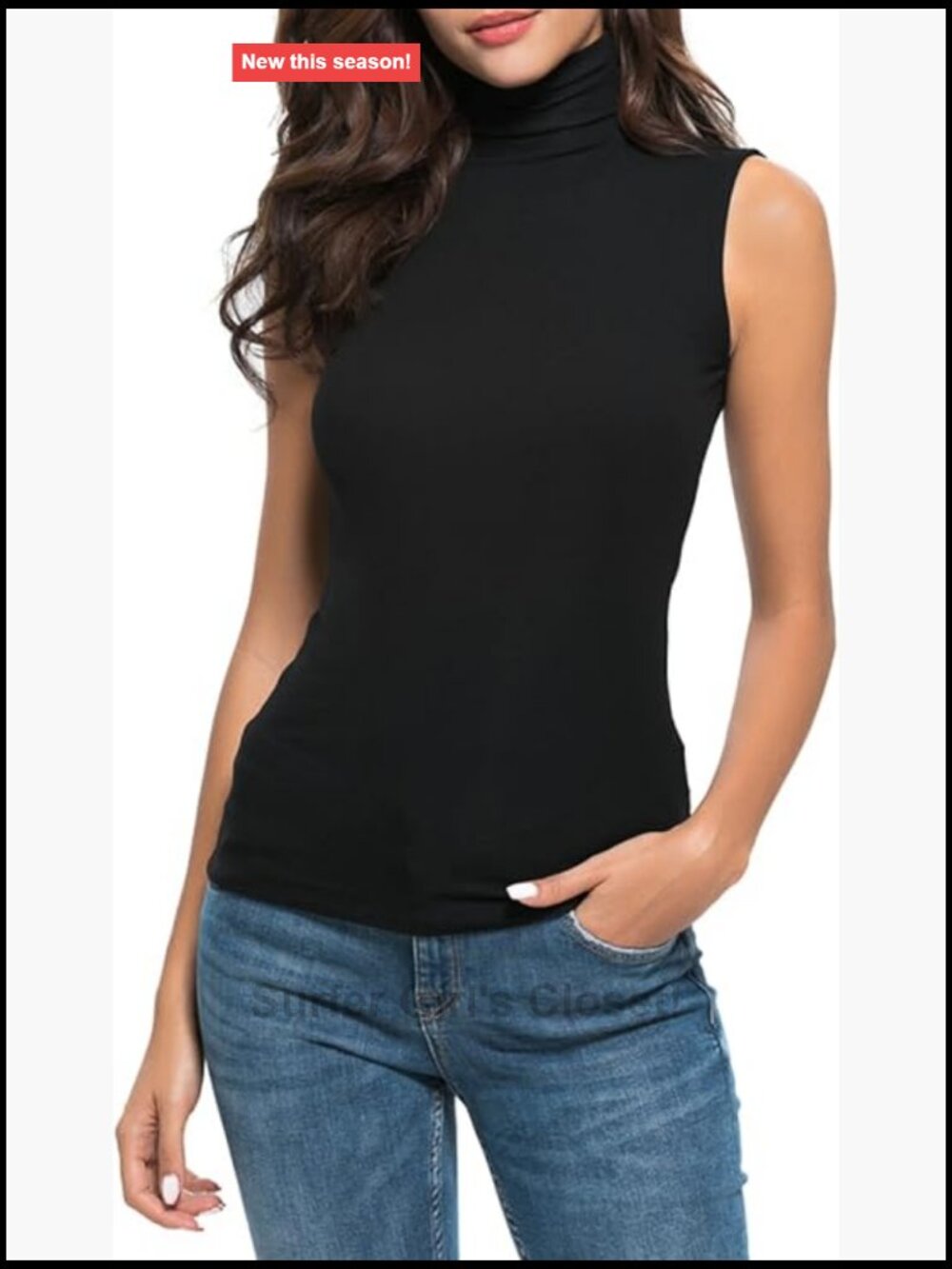 Sleeveless Mock Turtleneck Tank Top Slim Fit Stretchy Women's Layering Tee